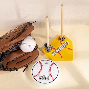 Basketball Softball Gestapelter Holzringhalter mit Text-Weihnachtsgeburtstagsgeschenk für Baseball-Softball-Liebhaber