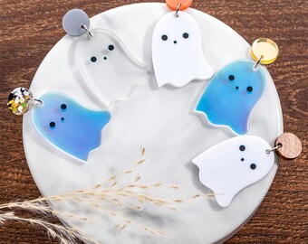 Halloween Cute Ghost Acryl baumeln Ohrringe, Einzigartige Herbst Schmuck Thema, Geschenk für Frauen Mädchen