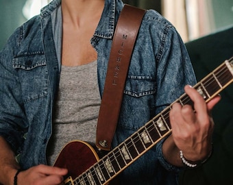 Personalized Leather Guitar Strap for Kids, Men & Women, Gift for Guitar Players