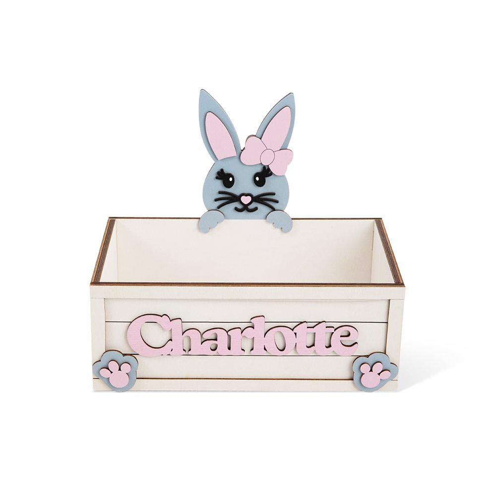 Personalized Cartoon Bunny Easter Egg Storage Box With Name Easter ...