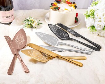 Floral Wedding Cake Cutting Gift Set Server and Knife, Cake Cutter Serving Set for Wedding, Bridal Shower Gift