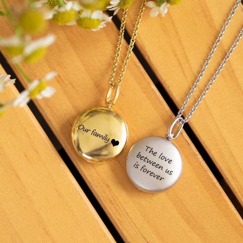 Personalized 4 Photos Collage Round Locket Necklace With Engraved ...