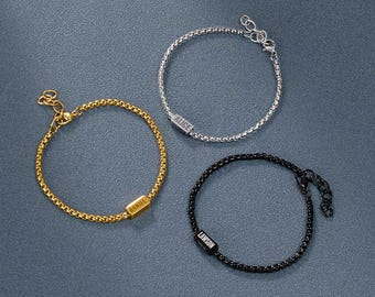 Personalized Dad Bar Bracelet with Kid Name Custom Family Name Bracelet Men&#39;s Jewelry Birthday Anniversary Father&#39;s Day Gift for Dad Grandpa