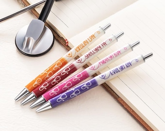 Bolígrafo con purpurina en forma de estetoscopio personalizado, bolígrafos con purpurina personalizados, bolígrafo de gel Inkjoy, bolígrafos de gel de tinta negra, bolígrafo personalizado recargable