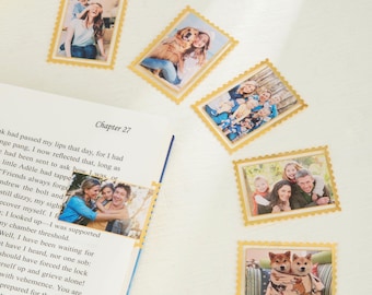 Personalized Photo Stamp-Inspired Bookmark Custom Picture Brass Page Marker, Book Accessory Gift for Book Lovers/Readers/Librarians/Bookworm