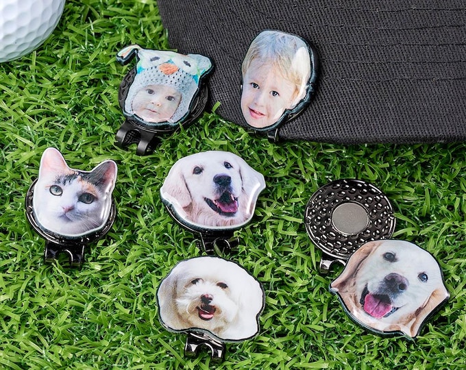 Custom Golf Marker with Photo, Picture Golf Ball Marker Magnetic Hat Clip Golf Accessory, Christmas/Father's Day Gift for Golf Lovers/Father