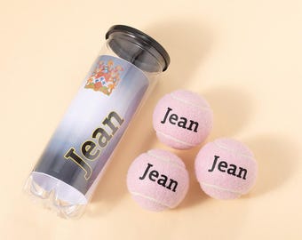 Custom Name Color Tennis Balls 3 Balls One Bucket Practice Playing Player Beginner Youth Training Balls Sports Gift for Tennis Lover
