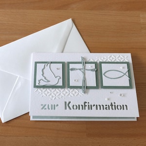 Konfirmationskarte, Karte zur Konfirmation, neutral, Glückwunschkarte mit Geldfach, Geldgeschenk, handgemacht