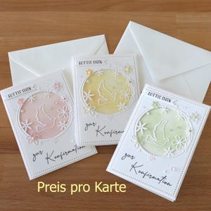 Karte zur Konfirmation mit Geldtasche und Einlegeblatt, Glückwunschkarte, Geldgeschenk, Geldkarte, verschiedene Farben, handgemacht