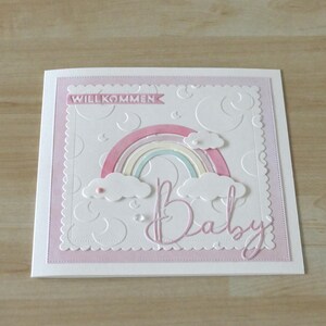 Glückwunschkarte / Karte zur Geburt in pastellrosa, Baby, Mädchen, Taufe, handgemacht