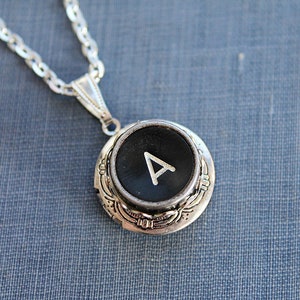 Retro Charm: Vintage 'A' Typewriter Key Locket Necklace for Timeless Fun image 1