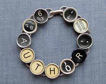 AUTHOR TYPEWRITER Key BRACELET: Crafted with Vintage Typewriter Keys for Aspiring Authors