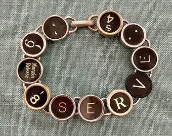 Service with Style: Typewriter Key Bracelet Crafted with Authentic Keys