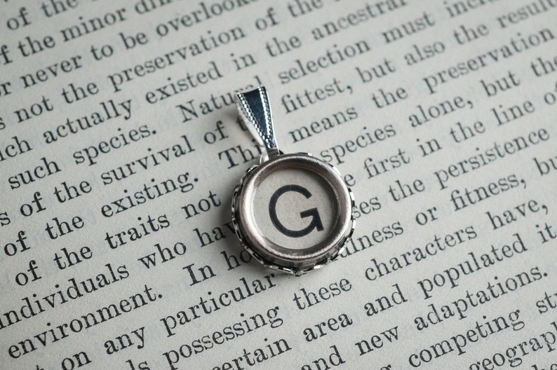 Initial TYPEWRITER Key PENDANT Letter G Black or Light Jewelry Etsy