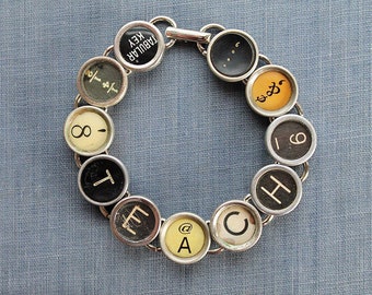 Teach with Style: Typewriter Key Bracelet Crafted with a Teacher's Touch