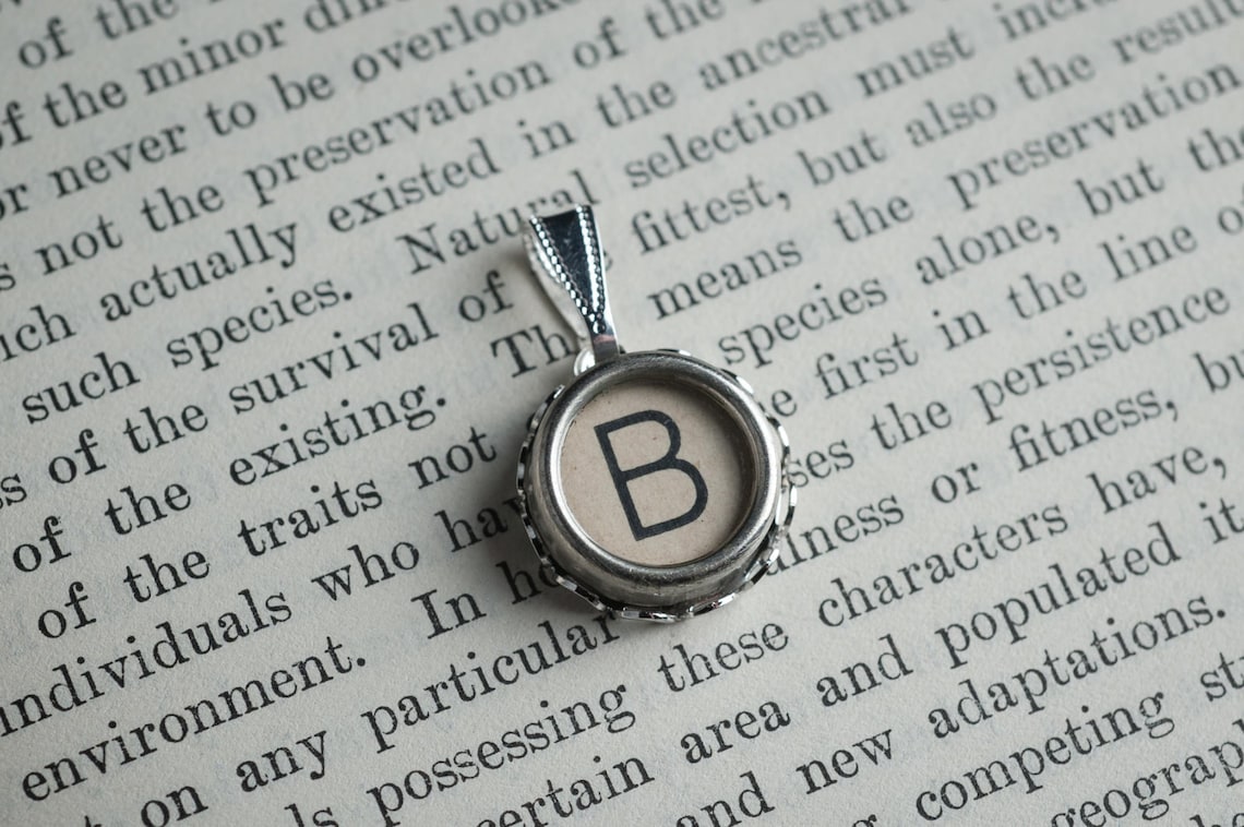 Initial TYPEWRITER Key PENDANT Letter B Black or Light Jewelry Etsy