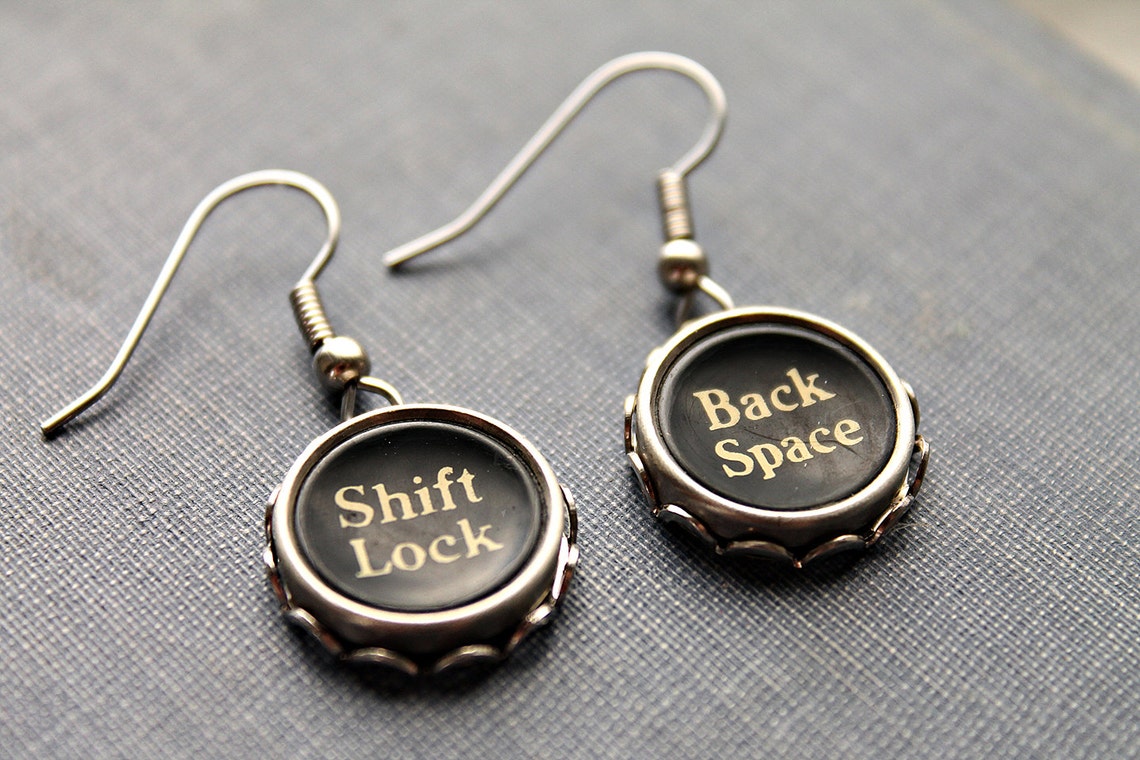 TYPEWRITER Key EARRINGS Custom VINTAGE Initials Symbols Etsy