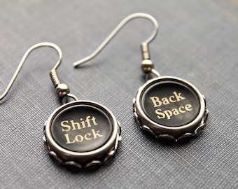 Unlock Personalized Style: Vintage Typewriter Key Earrings with Your Custom Initials, Symbols, and Numbers!