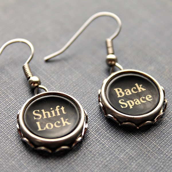 Unlock Personalized Style: Vintage Typewriter Key Earrings with Your Custom Initials, Symbols, and Numbers!