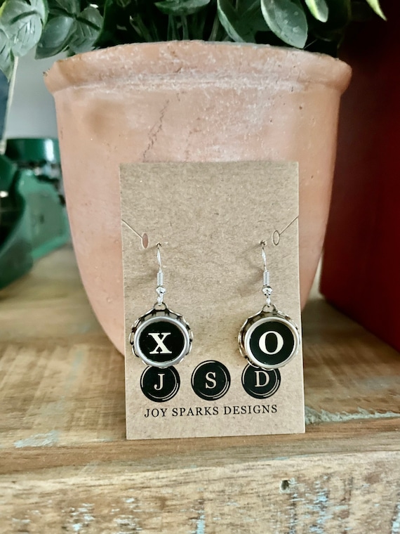 Vintage Typewriter Key Earrings Hugs and Kisses XO Style Etsy