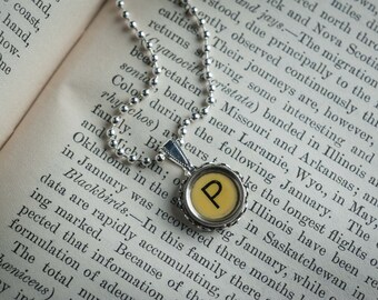 Perk Up Your Style with a Vintage Typewriter Key NECKLACE – 'P' Initial for Retro Fun!