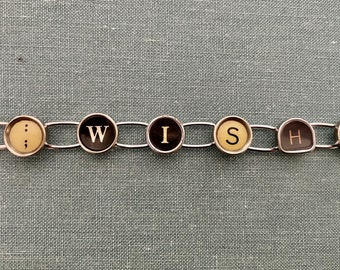 Vintage Wish Granted: Typewriter Key Bracelet with Spaces, Handcrafted from Authentic Typewriter Keys – A Timeless Token of Your Dreams