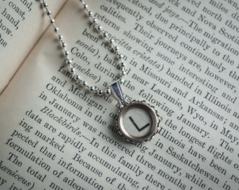 Embrace the Adorably Loveable: Vintage Typewriter Key NECKLACE with 'L' Initial for Retro Fun