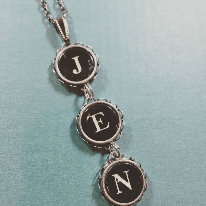 4 Key Charm Custom Vintage TYPEWRITER KEY NECKLACE Initials Etsy