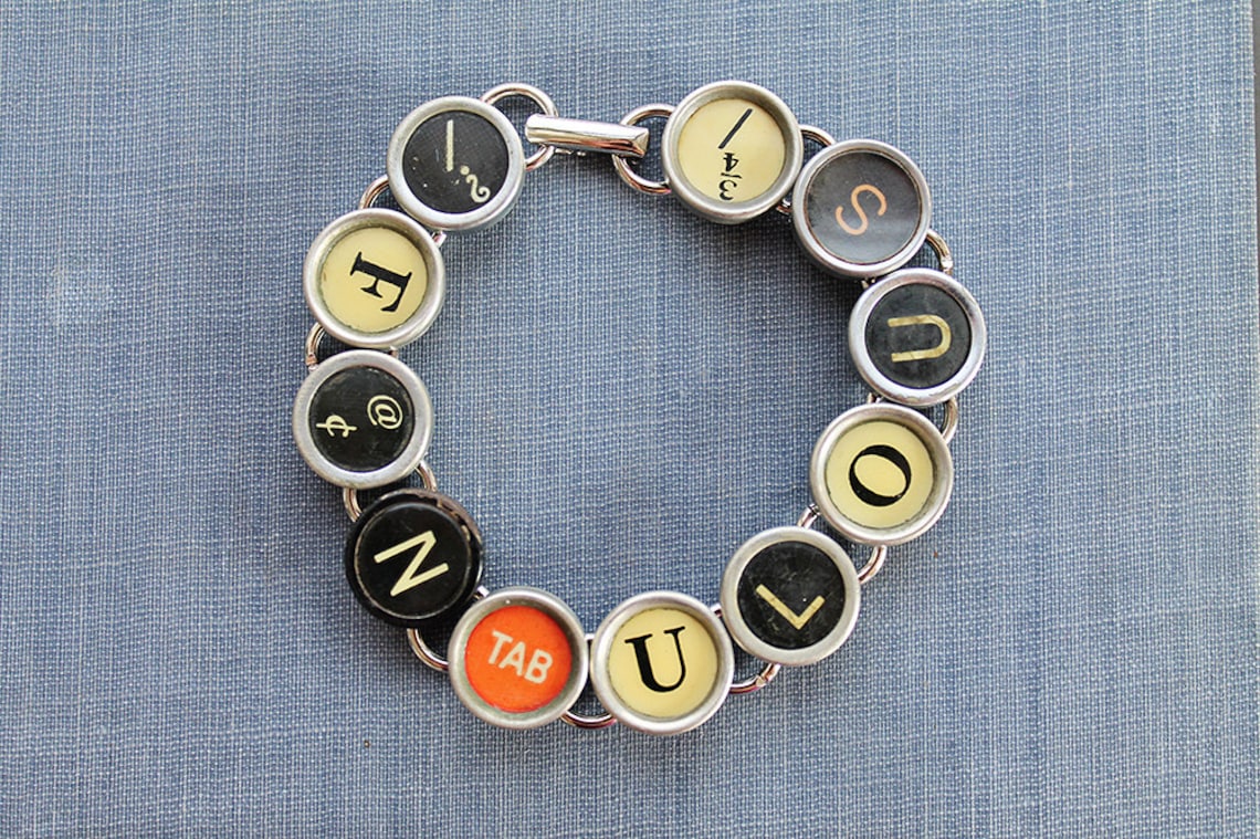 TYPEWRITER Key BRACELET Jewerly Made With Typewriter Keys Etsy