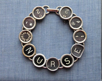 Nurse Your Style: Typewriter Key Bracelet Crafted with Authentic Keys - NURSE