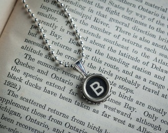 Bubbly Vintage TYPEWRITER Key NECKLACE with the Letter B for Retro Fun