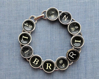 Unlock the Magic of Literature: Typewriter Key Bracelet for Librarians