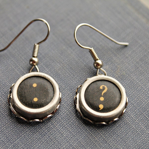 Vintage Typewriter Key Earrings - Punctuation Marks in Dangle or Post Style!