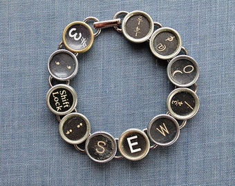 Crafted with Love: Typewriter Key Bracelet for Sewing Enthusiasts