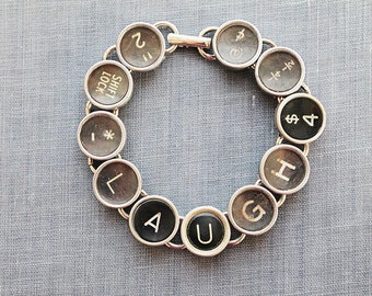 Spread Joy and Laughter with Typewriter Key Bracelet: LAUGH