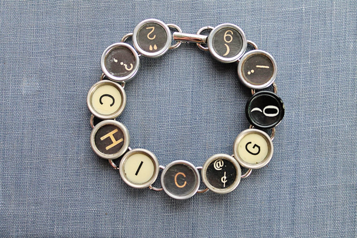 TYPEWRITER Key BRACELET Jewerly Made With Typewriter Keys Etsy