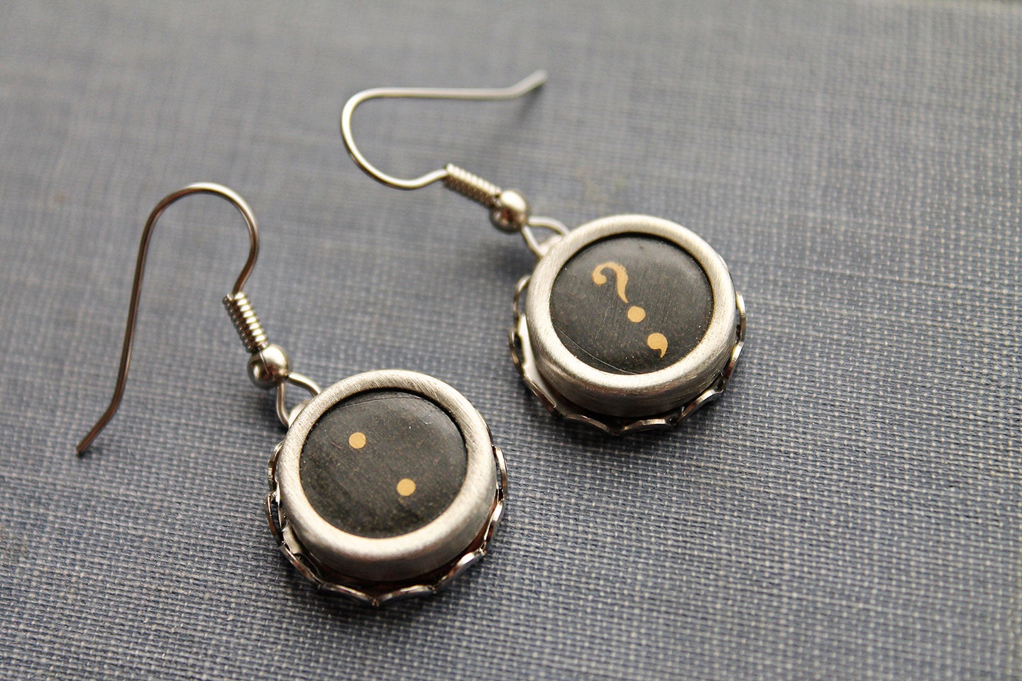 TYPEWRITER KEY EARRINGS Punctuation Vintage Dangle Style Etsy