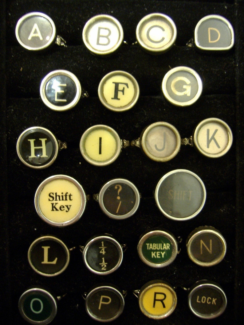 Retro Chic: Custom Initials on Vintage Typewriter Key Ring Upcycled Elegance image 2