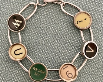Exquisite Typewriter Key Bracelet Featuring Spaces from 11 Typewriters for Your Typewriter Charm Collection