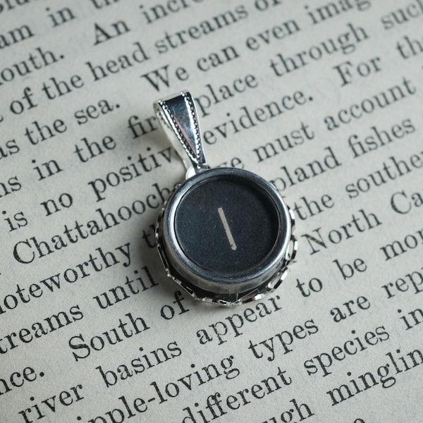 Vintage Typewriter Key Pendant - Personalized 'I' Charm in Dark or Light - A Unique and Stylish Gift!