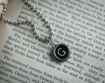 Gorgeous TYPEWRITER Key NECKLACE Initial Letter G Sparkles with Retro Fun