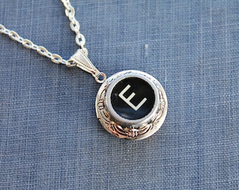 Elevate Your Elegance: Vintage Typewriter Key LOCKET Necklace - 'E' Initial Retro Adventure!