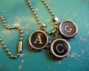 Custom 3-Charm Typewriter Key Necklace - Your Unique Mommy Monogram