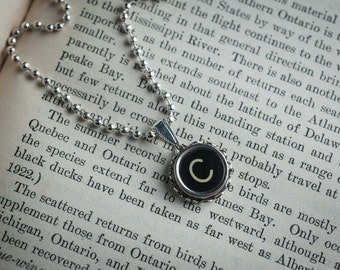 Spread Cheer with Our Charming Vintage TYPEWRITER Key NECKLACE Featuring the Letter C