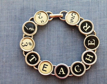 Teacher's Treasure: Typewriter Key Bracelet - A Unique Educational Keepsake