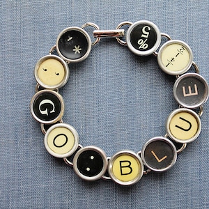 Celebrate your Wolverine spirit with our Go BLUE Typewriter Key Bracelet image 1