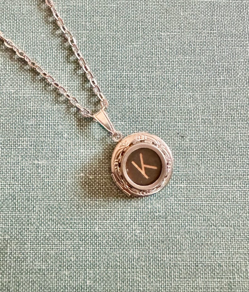 Retro Charm: Vintage 'A' Typewriter Key Locket Necklace for Timeless Fun image 3