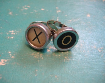 Hugs and Kisses in Every Key: Set of 2 Adjustable Vintage Typewriter Key Rings - The Perfect Gift!