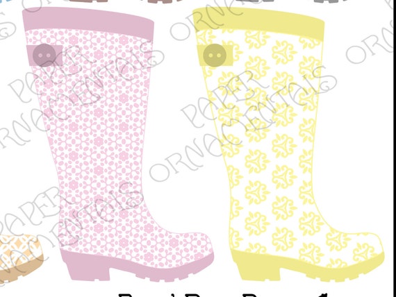 Rain Boots Clip Art for Scrapbook Pages Cute Rain Boot - Etsy