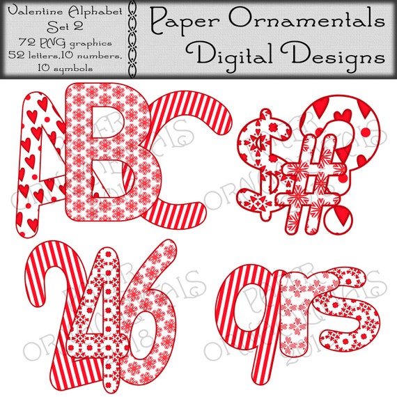 valentine clip art letter set valentines day printable clip etsy